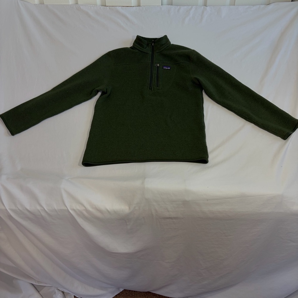 Patagonia Boys XXL 16-18 Green Quarter Zip Sweater